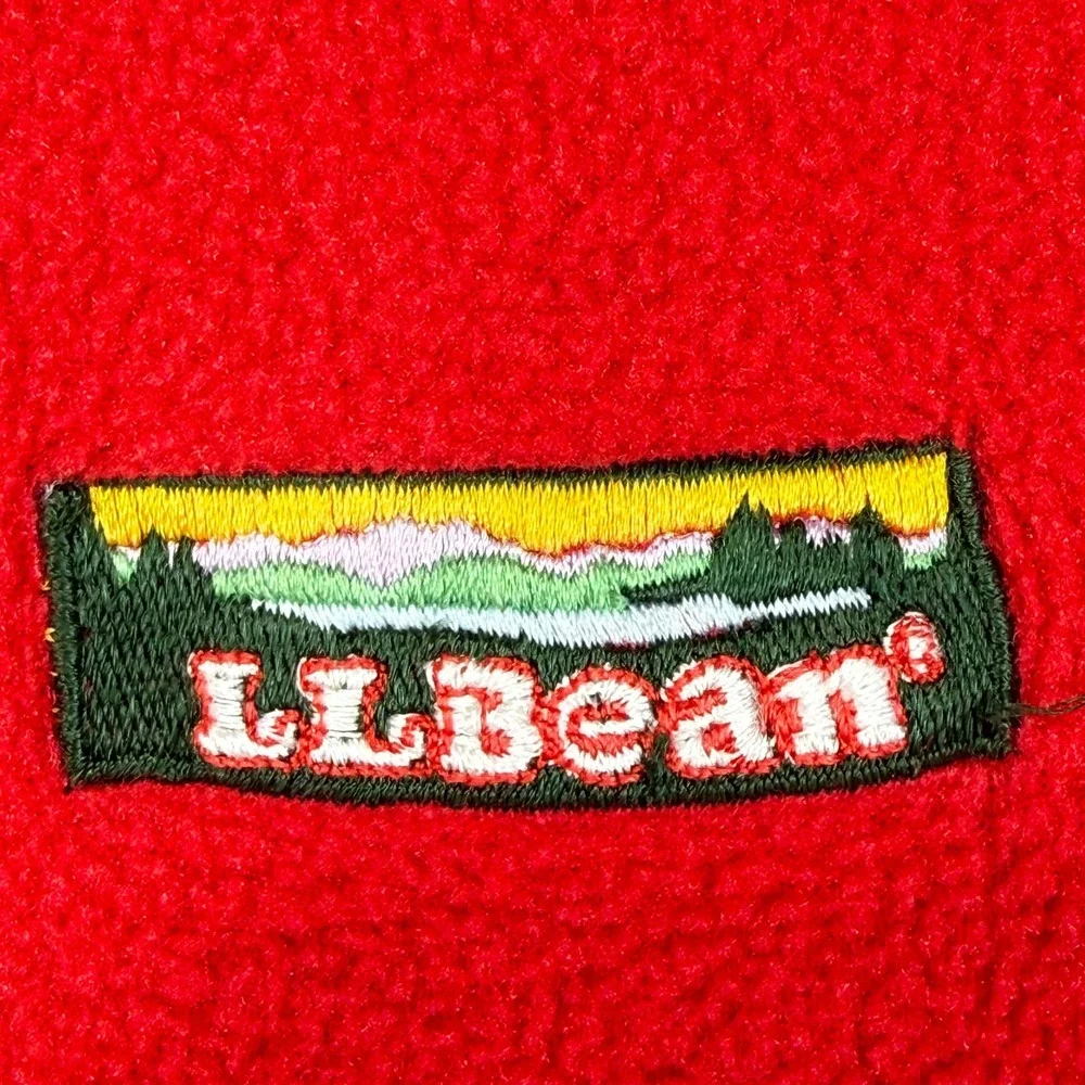 L.L. Bean Fleece Sweatshirt Mens XL Red Striped Trim Vintage Made in USA 90s